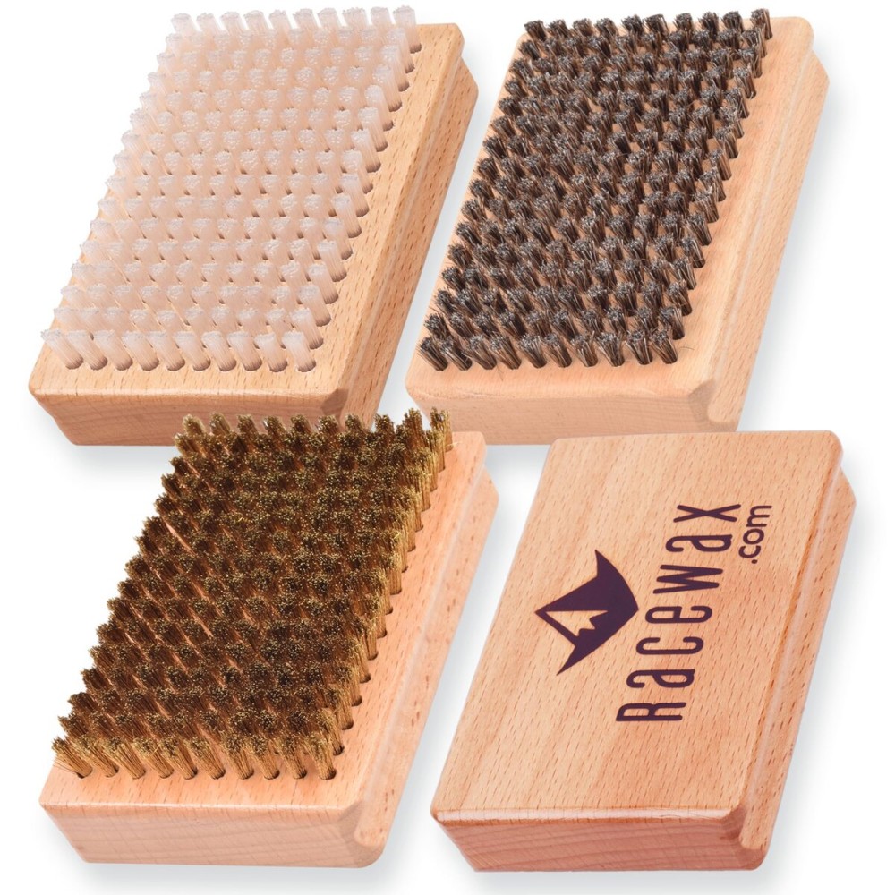 RaceWax Pro Ski Wax Hand Brush Kit: Nylon, Horsehair, Brass - (ZL-6336)