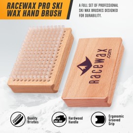 RaceWax Pro Ski Wax Hand Brush Kit: Nylon, Horsehair, Brass - (ZL-6336)
