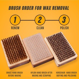 RaceWax Pro Ski Wax Hand Brush Kit: Nylon, Horsehair, Brass - (ZL-6336)
