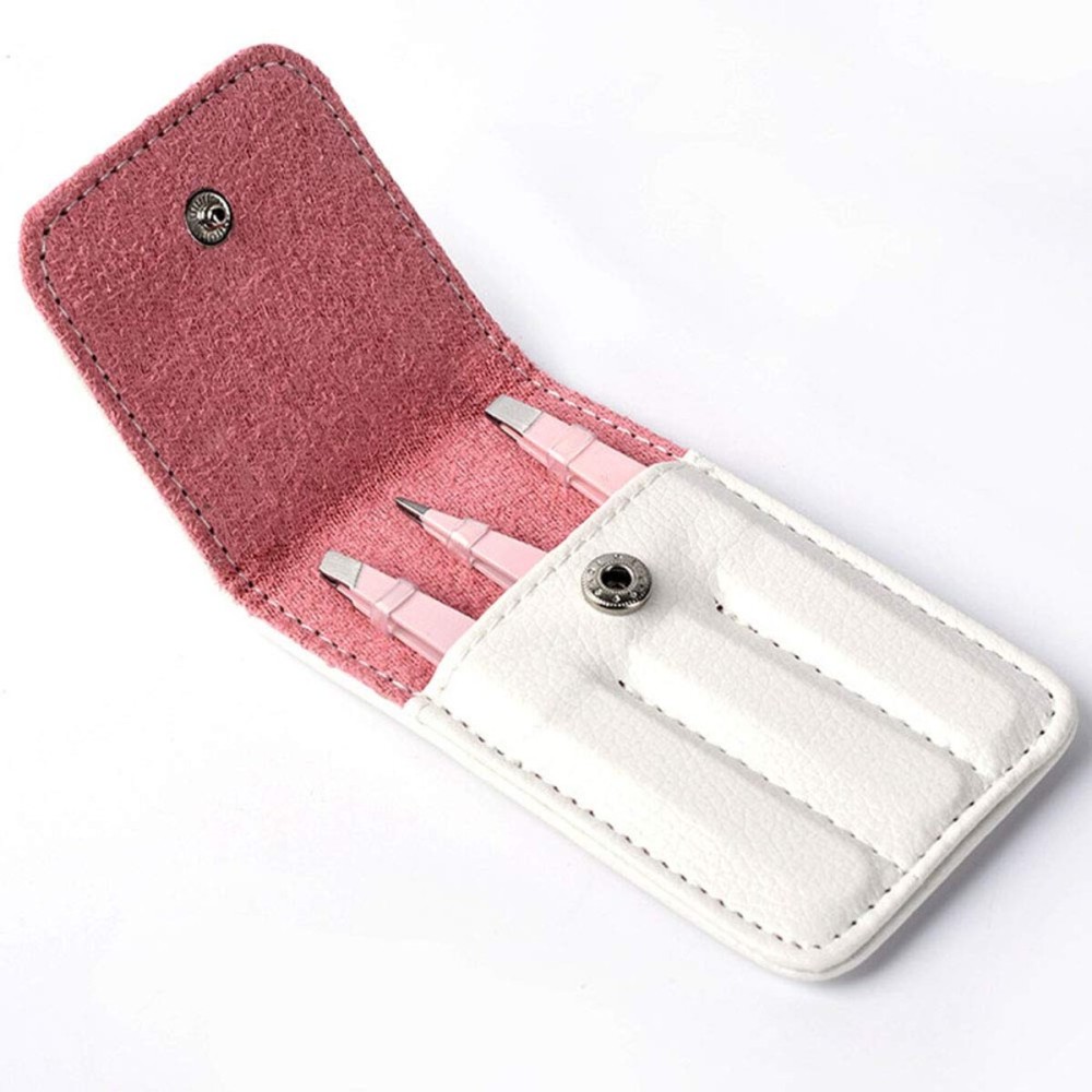 3Pcs Professional Stainless Steel Eyebrow Hair Removal Tweezer Set Brow Remover Tweezer Clips Beauty Tools with PU Leather Travel Case for Women and Girls, Pink 3Pcs Professional Stainless Steel Eyebrow Hair Removal Tweezer Set Brow Remover Tweezer Clips Beauty Tools with PU Leather Travel Case for Women and Girls, Pink