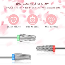 3 Pieces Nail Carbide 5 in 1 Bit, Nail Drill Bits Set-2 Way Rotate Use for both Left to Right Handed, 3/32 Inch Shank Size Drill Machine for Fast Remove Acrylic or Hard Gel (Silver) 3 Pieces Nail Carbide 5 in 1 Bit, Nail Drill Bits Set-2 Way Rotate Use for both Left to Right Handed, 3/32 Inch Shank Size Drill Machine for Fast Remove Acrylic or Hard Gel (Silver)