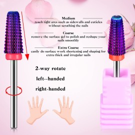 3 Pieces Nail Carbide 5 in 1 Bit, Nail Drill Bits Set-2 Way Rotate Use for both Left to Right Handed, 3/32 Inch Shank Size Drill Machine for Fast Remove Acrylic or Hard Gel (Purple) 3 Pieces Nail Carbide 5 in 1 Bit, Nail Drill Bits Set-2 Way Rotate Use for both Left to Right Handed, 3/32 Inch Shank Size Drill Machine for Fast Remove Acrylic or Hard Gel (Purple)
