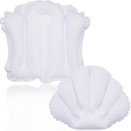 Jetec 2 Pcs White Inflatable Bath Pillow with Suction Cup Bathtub Spa Pillow Neck Support Supplies Shell-Shaped Soft Inflatable Cushion Large Small Size Fits All Tub Pool Bath and Bathroom Jetec 2 Pcs White Inflatable Bath Pillow with Suction Cup Bathtub Spa Pillow Neck Support Supplies Shell-Shaped Soft Inflatable Cushion Large Small Size Fits All Tub Pool Bath and Bathroom