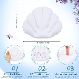 Jetec 2 Pcs White Inflatable Bath Pillow with Suction Cup Bathtub Spa Pillow Neck Support Supplies Shell-Shaped Soft Inflatable Cushion Large Small Size Fits All Tub Pool Bath and Bathroom Jetec 2 Pcs White Inflatable Bath Pillow with Suction Cup Bathtub Spa Pillow Neck Support Supplies Shell-Shaped Soft Inflatable Cushion Large Small Size Fits All Tub Pool Bath and Bathroom