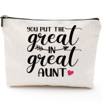 Blue Leaves Auntie Mothers Day Gifts Aunt Gifts from Niece Nephew Gifts for Aunts Birthday, Christmas, Appreciation Makeup Bag-You Put Great in Great Aunt 1