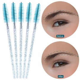 Tbestmax 300 Disposable Mascara Wands Eye Lash Brush Spoolies for Eyebrow/Eyelash Extension Blue