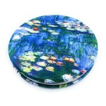 Aeisage Small Handbag Mirror Compact Mirror for Girls Purse Mirror Folding Pu Leather Floral Compact Claude Monet Water Lilies Unique Gift for Sister
