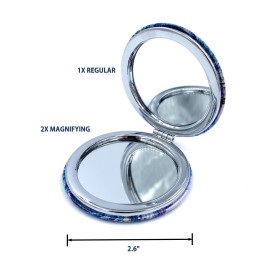 Aeisage Small Handbag Mirror Compact Mirror for Girls Purse Mirror Folding Pu Leather Floral Compact Claude Monet Water Lilies Unique Gift for Sister