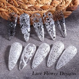 40 Sheets Lace Nail Art Foil Transfer Stickers, Retro Atmosphere Black White Lace Design Nail Transfer Foils for Acrylic Manicure Tips Wraps Charms Decorations 40 Sheets Lace Nail Art Foil Transfer Stickers, Retro Atmosphere Black White Lace Design Nail Transfer Foils for Acrylic Manicure Tips Wraps Charms Decorations