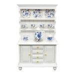 SAMCAMI Miniature Dollhouse Furniture Kitchen Set - Kitchen Cabinet Cupboards and Tea Set - 1 12 Scale Dollhouse Accessories