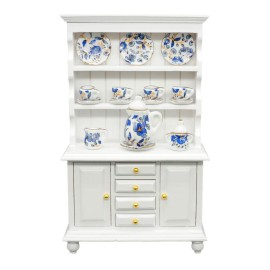 SAMCAMI Miniature Dollhouse Furniture Kitchen Set - Kitchen Cabinet Cupboards and Tea Set - 1 12 Scale Dollhouse Accessories