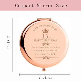 13th Birthday Gift for Girls You are Braver Than You Believe Teenage Girl Gifts for 13 Year Old Girl Makeup Compact Mirror Inspirational Unique Birthday Gift Ideas for Daughter Sister Niece