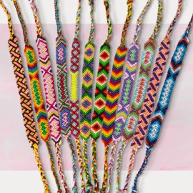 Novelty Place 10 Pcs Woven Bracelet Bulk for Women, Kids & Girls - Nepal Style Friendship Bracelets Handmade Braided Rope Wrist String Chain (Random Colors & Patterns)