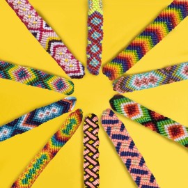 Novelty Place 10 Pcs Woven Bracelet Bulk for Women, Kids & Girls - Nepal Style Friendship Bracelets Handmade Braided Rope Wrist String Chain (Random Colors & Patterns)