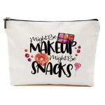 Christmas Gifts for Women Gifts Makeup Bag for Sister Teen Girls Cute Cosmetic Bag Travel Accessories Bag Toiletry Case Gifts for Makeup Bag Birthday Christmas - Might Be Makeup Might Be Snacks