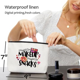 Christmas Gifts for Women Gifts Makeup Bag for Sister Teen Girls Cute Cosmetic Bag Travel Accessories Bag Toiletry Case Gifts for Makeup Bag Birthday Christmas - Might Be Makeup Might Be Snacks