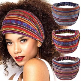 GORTIN Extra Wide Headbands Stretch Boho Head Wrap Turban Hair Bands Elastic Head Bands Cloth Hair Accessories for Women and Girls Pack of 3 GORTIN Extra Wide Headbands Stretch Boho Head Wrap Turban Hair Bands Elastic Head Bands Cloth Hair Accessories for Women and Girls Pack of 3