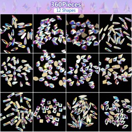 WILLBOND 12 Styles 360 Pcs Rhinestones Nail Art Gems,Multi Shapes 3D Glass AB Crystal Flat Back Mix Sizes Crystal Charms Gem Stone Jewelry Diamond for Nail Craft DIY Decorations(Ab Color) WILLBOND 12 Styles 360 Pcs Rhinestones Nail Art Gems,Multi Shapes 3D Glass AB Crystal Flat Back Mix Sizes Crystal Charms Gem Stone Jewelry Diamond for Nail Craft DIY Decorations(Ab Color)