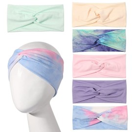 Artilady 6 Pack Wide Boho Headbands for Women - Soft Yoga Elastic Hair Bands for Girls Workout Running Sport Headwrap Non-slip Breathable (Multicolor)