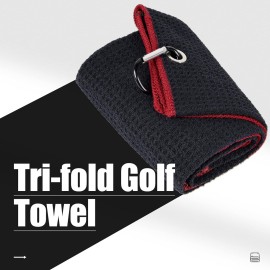 Mile High Life Tri-fold Golf Towel | 16 X 24 | Premium Microfiber Fabric | Waffle Pattern | w Heavy Duty Carabiner Clip | for Men and Women (2 Pack Black/Red) Mile High Life Tri-fold Golf Towel | 16 X 24 | Premium Microfiber Fabric | Waffle Pattern | w Heavy Duty Carabiner Clip | for Men and Women (2 Pack Black/Red)