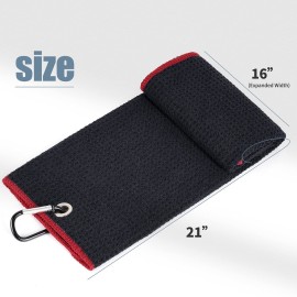 Mile High Life Tri-fold Golf Towel | 16 X 24 | Premium Microfiber Fabric | Waffle Pattern | w Heavy Duty Carabiner Clip | for Men and Women (2 Pack Black/Red) Mile High Life Tri-fold Golf Towel | 16 X 24 | Premium Microfiber Fabric | Waffle Pattern | w Heavy Duty Carabiner Clip | for Men and Women (2 Pack Black/Red)