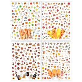 12 Sheets Fall Nail Art Sticker Decals, EBANKU Self Adhesive Maple Leaf Nail Stickers Autumn Thanksgiving Carton Animal Sticker for Women Girls Nail Decorations Nail Designs 12 Sheets Fall Nail Art Sticker Decals, EBANKU Self Adhesive Maple Leaf Nail Stickers Autumn Thanksgiving Carton Animal Sticker for Women Girls Nail Decorations Nail Designs
