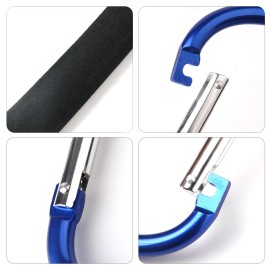 sansheng 4 Pack Large Carabiner 5.5 D Style Click and Carry Bag Carrier Stroller Hooks(Black and Blue)