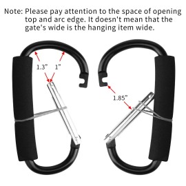 sansheng 4 Pack Large Carabiner 5.5 D Style Click and Carry Bag Carrier Stroller Hooks(Black and Blue)
