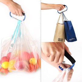 sansheng 4 Pack Large Carabiner 5.5 D Style Click and Carry Bag Carrier Stroller Hooks(Black and Blue)