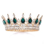 Foyte Baroque Queen Crown and Tiaras Sparkly Rhinestone Wedding Crown Bride Princess Full Headpieces for Women and Girls (Green)