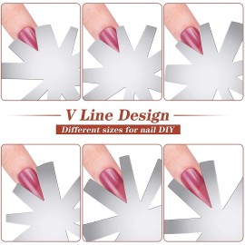 OIIKI 3PCS Nail Cutter Guide, 1-9 Sizes V Shaped Nail Gel Tips Stencil, Nail Art Manicure Edge Trimmer Tool Kit, for Nail Decor, Silver OIIKI 3PCS Nail Cutter Guide, 1-9 Sizes V Shaped Nail Gel Tips Stencil, Nail Art Manicure Edge Trimmer Tool Kit, for Nail Decor, Silver