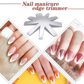 OIIKI 3PCS Nail Cutter Guide, 1-9 Sizes V Shaped Nail Gel Tips Stencil, Nail Art Manicure Edge Trimmer Tool Kit, for Nail Decor, Silver OIIKI 3PCS Nail Cutter Guide, 1-9 Sizes V Shaped Nail Gel Tips Stencil, Nail Art Manicure Edge Trimmer Tool Kit, for Nail Decor, Silver