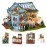 TuKIIE DIY Miniature Dollhouse Furniture Kit, 1:24 Scale Creative Room Wooden Doll House Accessories Plus Dust Proof & Music Movement for Kids Teens Adults(Rose Garden Tea House)