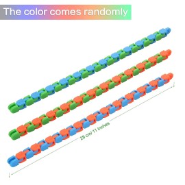 Yeetec 12 Pack 24 Links Wacky Tracks Snap and Click Fidget Toys, Finger Sensory Toys, Snake Puzzles for Stress Relief, Party Bag Fillers, Party Favours, Random Color