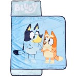 Jay Franco Bluey Sisters Nap Mat - Built-in Pillow and Blanket - Super Soft Microfiber Kids\'/Toddler/Children\'s Bedding, Ages 3-7 (Official Bluey Product)