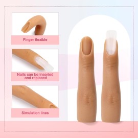 2PCS Silicone Practice Fingers for Acrylic Nails, Soft Nail Training Model Practice Finger, Flexible Nail Mannequin Finger for DIY Nails PracticeNo. 3 2PCS Silicone Practice Fingers for Acrylic Nails, Soft Nail Training Model Practice Finger, Flexible Nail Mannequin Finger for DIY Nails PracticeNo. 3