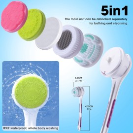 SoulBay Electric Body Brush with 5 Attachments: Rechargeable Back Brush IPX7 Long Handle Exfoliating Spin Scrubber for Shower Bathing Cleansing Wash Deep Cleaning SoulBay Electric Body Brush with 5 Attachments: Rechargeable Back Brush IPX7 Long Handle Exfoliating Spin Scrubber for Shower Bathing Cleansing Wash Deep Cleaning