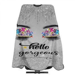 Carwayii Barber Cape Hello Butterflies Gorgeous Silvery Glitters Salon Hair Cut Apron Barbershop Kits For Women 55\'\'X66\'\'