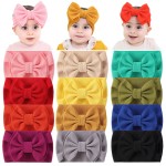 Cinaci 12 Pack Solid Candy Colors Stretchy Wide Nylon Headbands with Knot Big Hair Bow Elastic Headwraps Oversized Hair bands Large Hair Bows Hair Accessories for Baby Girls Infants Toddlers Kids