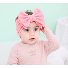 Cinaci 12 Pack Solid Candy Colors Stretchy Wide Nylon Headbands with Knot Big Hair Bow Elastic Headwraps Oversized Hair bands Large Hair Bows Hair Accessories for Baby Girls Infants Toddlers Kids