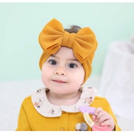 Cinaci 12 Pack Solid Candy Colors Stretchy Wide Nylon Headbands with Knot Big Hair Bow Elastic Headwraps Oversized Hair bands Large Hair Bows Hair Accessories for Baby Girls Infants Toddlers Kids