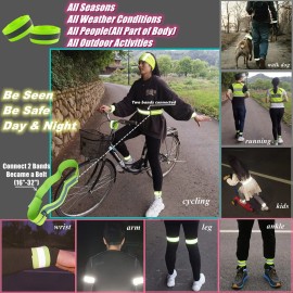 IDOU Reflective Bands for Arm/Wrist/Ankle/Leg,High Visibility Reflective Running Gear for Walking/Cycling/Running,Biking Accessories for Women and Men/2 PACK