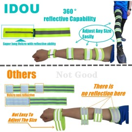 IDOU Reflective Bands for Arm/Wrist/Ankle/Leg,High Visibility Reflective Running Gear for Walking/Cycling/Running,Biking Accessories for Women and Men/2 PACK