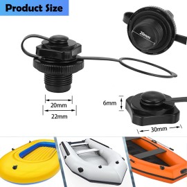 Inflatable Boat Air Valve,2PCS Inflatable Boat Spiral Air Plugs One-Way Inflation Replacement Screw for Inflatable Boat (Black)