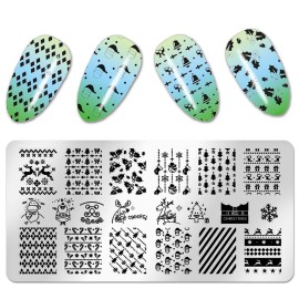 SILPECWEE 6Pcs Nail Stamp Simple Line-Drawing Design Nail Stamping Kit DIY Nail Plate Manicure Accessories For Summer