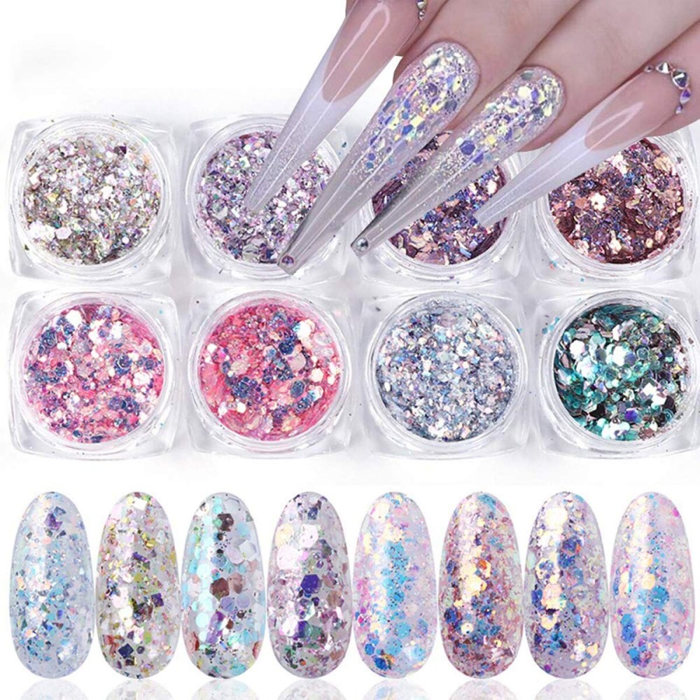 Holographic Nail Glitter Flakes Nails Supply Mermaid Powder Nail Art Decorations Shiny 3D Nail Sequins DIY Manicure Charms Design Acrylic Nails Supplies Glitter Nail Art Set (8 Boxes) Holographic Nail Glitter Flakes Nails Supply Mermaid Powder Nail Art Decorations Shiny 3D Nail Sequins DIY Manicure Charms Design Acrylic Nails Supplies Glitter Nail Art Set (8 Boxes)