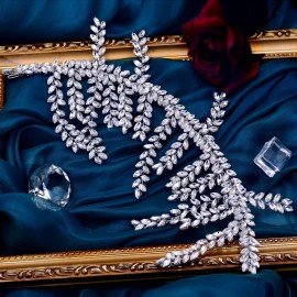 Silver Rhinestone Wedding TiaraHeadpiece Forehead Tiara Jewelry Head Chain, Crystal Headpiece Bridal Hair Accessories for Bride Women HP373