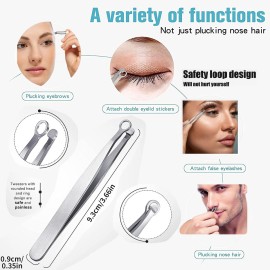 Anvirtue Universal Nose Hair Trimming Tweezers, Stainless Steel Eyebrow Trimmer, Friendly Round Tip, No Mirror Needed Easy Cut, for Noses, Sideburns, Brow, Body
