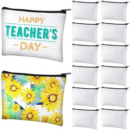 Xuniea 12 Pcs Cosmetic Bags Sublimation Blanks DIY Heat Transfer Makeup Bags Iron on Zipper Toiletry Pouch Canvas Pen Case(7.9 x 5.5 Inch,White)