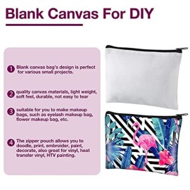 Xuniea 12 Pcs Cosmetic Bags Sublimation Blanks DIY Heat Transfer Makeup Bags Iron on Zipper Toiletry Pouch Canvas Pen Case(7.9 x 5.5 Inch,White)